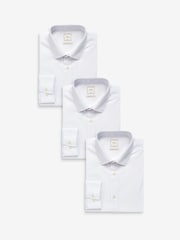 White Regular Fit Easy Care Single Cuff Oxford Smart Shirts 3 Pack - Image 1 of 3