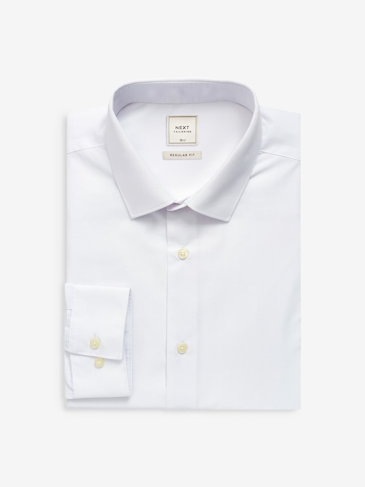 White Regular Fit Easy Care Single Cuff Oxford Smart Shirts 3 Pack - Image 2 of 3
