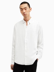 AllSaints White Cypress 100% Linen Shirt - Image 1 of 8