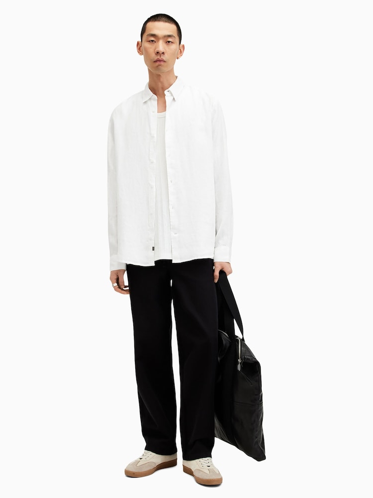 AllSaints White Cypress 100% Linen Shirt - Image 2 of 8