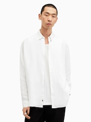 AllSaints White Cypress 100% Linen Shirt - Image 3 of 8