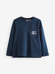Baker by Ted Baker Navy 100% Cotton Long Sleeve T-Shirt - Image 1 of 5