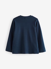 Baker by Ted Baker Navy 100% Cotton Long Sleeve T-Shirt - Image 2 of 5