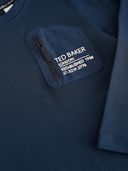 Baker by Ted Baker Navy 100% Cotton Long Sleeve T-Shirt - Image 4 of 5