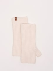 Brakeburn Cream Stellar Pointelle Rib  Knitted Wrist Warmers - Image 2 of 5