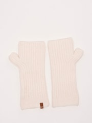 Brakeburn Cream Stellar Pointelle Rib  Knitted Wrist Warmers - Image 3 of 5