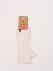 Brakeburn Cream Stellar Pointelle Rib  Knitted Wrist Warmers - Image 4 of 5