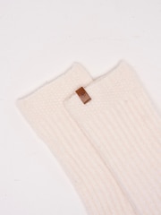 Brakeburn Cream Stellar Pointelle Rib  Knitted Wrist Warmers - Image 5 of 5
