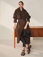 Chocolate Brown Premium Trench Coat - Image 1 of 7