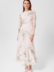 Hobbs Pink Rosabelle Silk Dress - Image 1 of 4