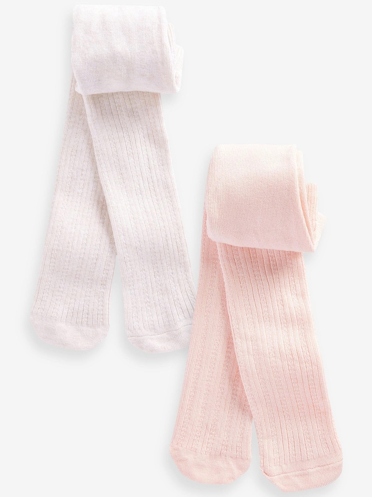 Pink/Cream Pointelle Baby Tights 2 Pack (0mths-2yrs) - Image 1 of 1