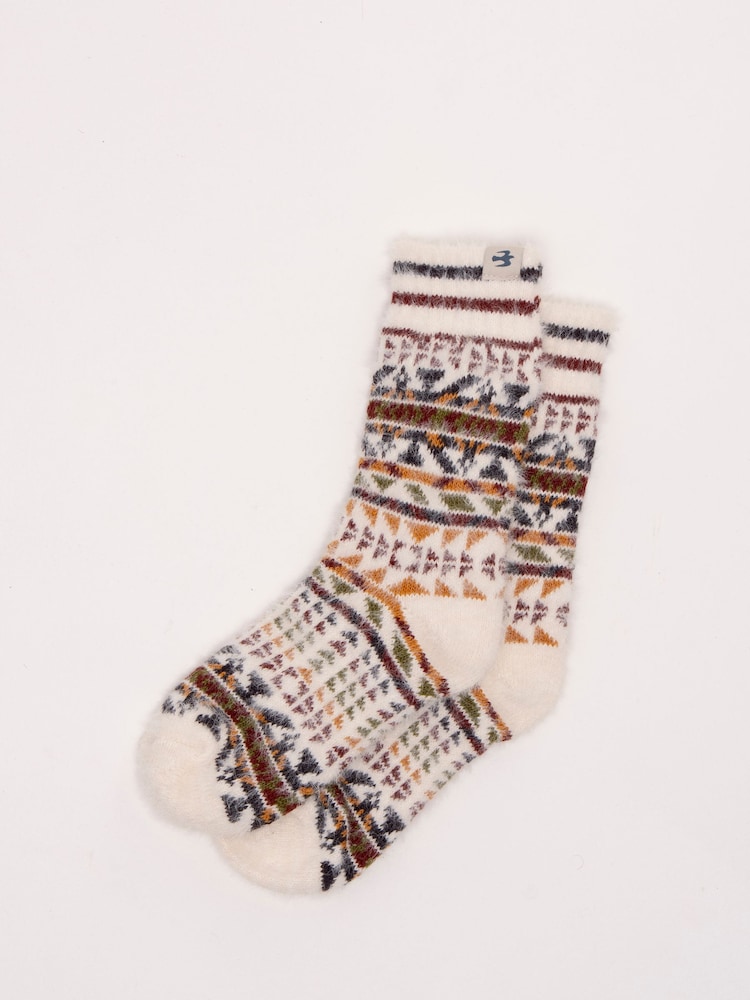 كريم - Brakeburn Nordics Fair Isle Cosy Knitted Socks - صورة 1 من 4