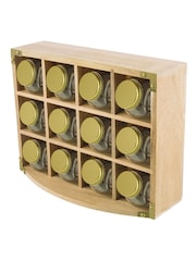 Kitchen Pantry Set of 12 Brown Unfilled Spice Jars & Storage Rack - Image 3 of 4