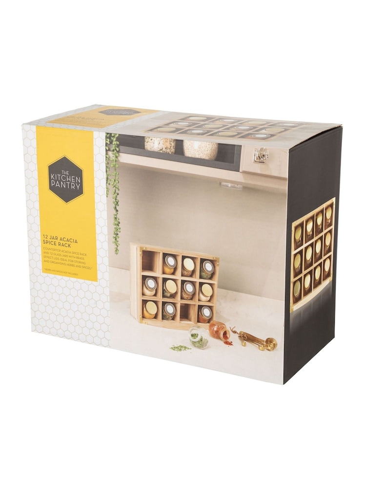 Kitchen Pantry Set of 12 Brown Unfilled Spice Jars & Storage Rack - Image 4 of 4