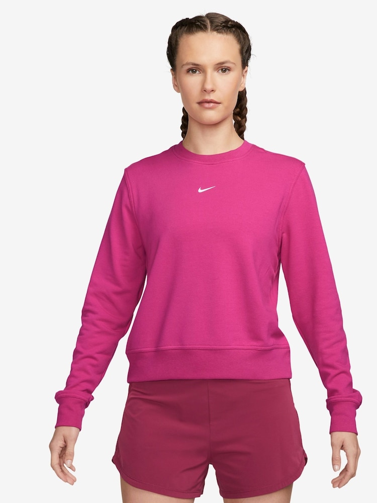 Nike Fushsia Pink Dri-FIT One Long-Sleeved Crew-Neck Top - Image 1 of 3