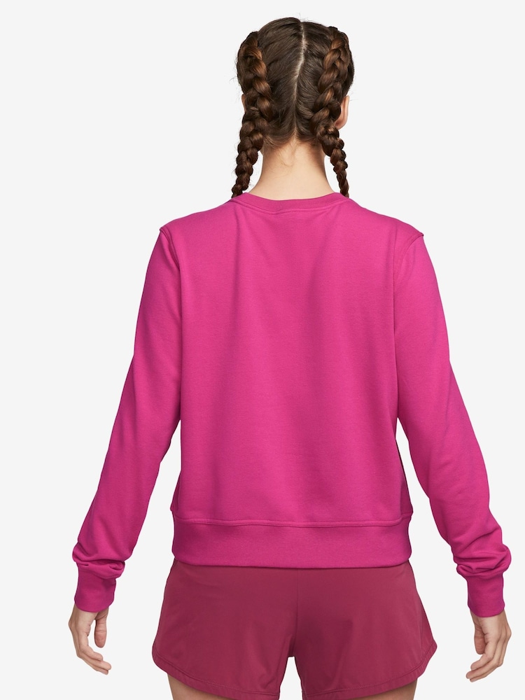 Nike Fushsia Pink Dri-FIT One Long-Sleeved Crew-Neck Top - Image 2 of 3