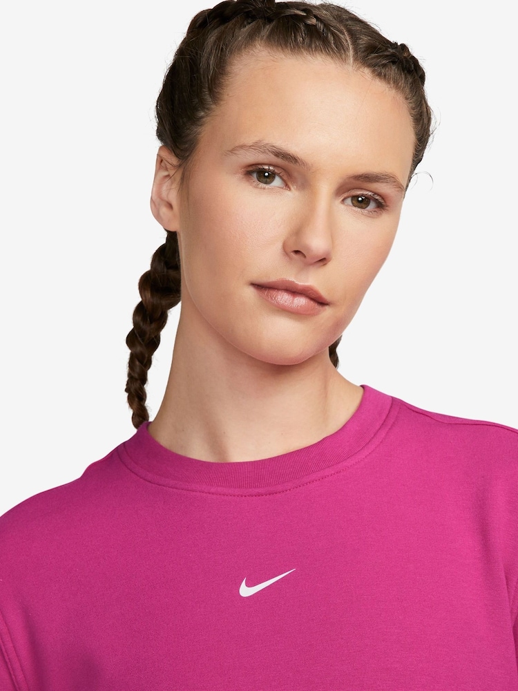 Nike Fushsia Pink Dri-FIT One Long-Sleeved Crew-Neck Top - Image 3 of 3