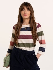 Brakeburn Lulworth Multi Colour Stripe 3/4 Sleeve T-Shirt - Obrázek 6 z 6