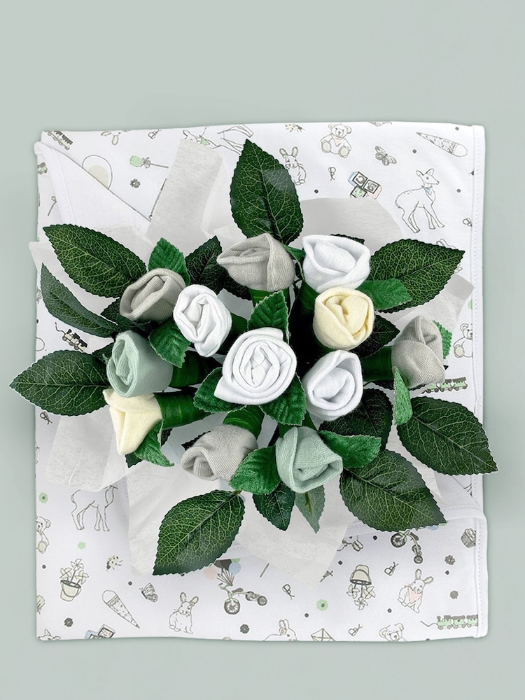 Babyblooms Grey 100% Cotton Welcome Posy With Snuggle Wrap Gift Set - Image 2 of 8