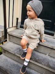 Ecru White Dino Spike 100% Cotton Zip Through and Shorts Set (3mths-7yrs) - Image 2 of 7
