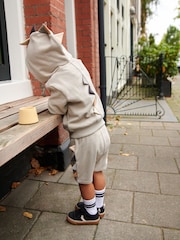Ecru White Dino Spike 100% Cotton Zip Through and Shorts Set (3mths-7yrs) - Image 3 of 7