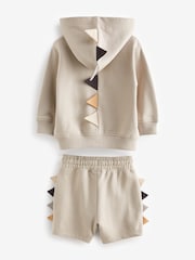 Ecru White Dino Spike 100% Cotton Zip Through and Shorts Set (3mths-7yrs) - Image 5 of 7