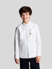Lyle & Scott White Boys Long Sleeve Oxford 100% Cotton Shirt - Image 1 of 3