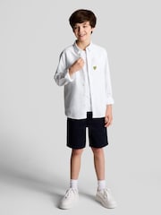 Lyle & Scott White Boys Long Sleeve Oxford 100% Cotton Shirt - Image 2 of 3