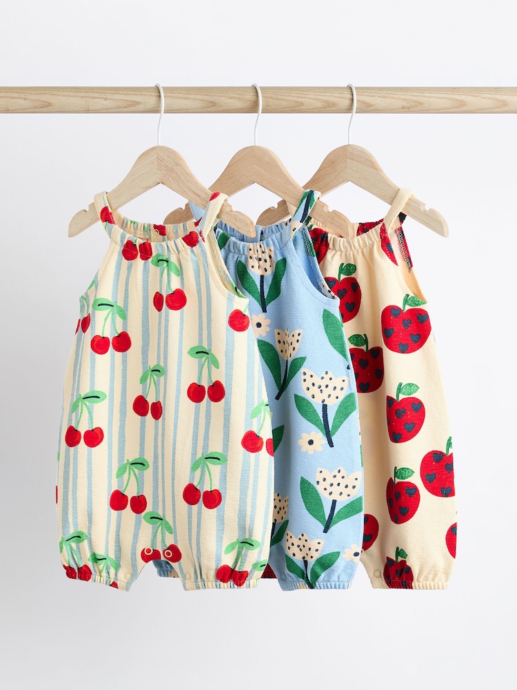 White/Blue/Red Baby Vest Rompers 3 Pack - Image 1 of 7 White/Blue/Red Baby Vest Rompers 3 Pack - Image 1 of 7
