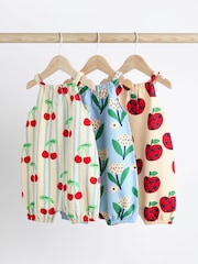 White/Blue/Red Baby Vest Rompers 3 Pack - Image 2 of 7