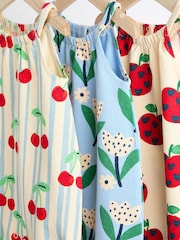 White/Blue/Red Baby Vest Rompers 3 Pack - Image 3 of 7