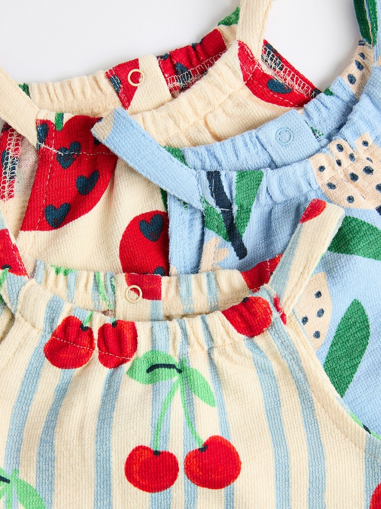 White/Blue/Red Baby Vest Rompers 3 Pack - Image 4 of 7