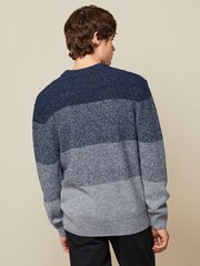 Blue/Grey Regular Ombre Cable Jumper - Image 3 of 7