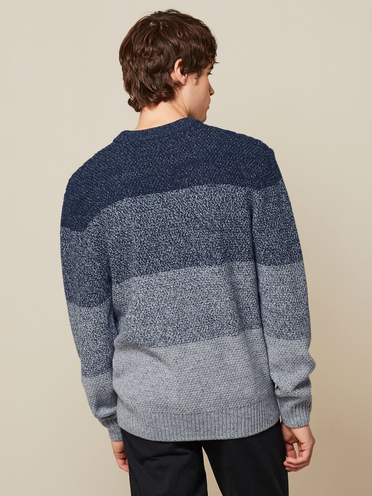 Blue/Grey Regular Ombre Cable Jumper - Image 3 of 7