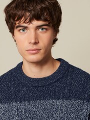 Blue/Grey Regular Ombre Cable Jumper - Image 4 of 7