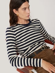 Jigsaw Blue 100% Cotton Slub Stripe T-Shirt - Image 6 of 7