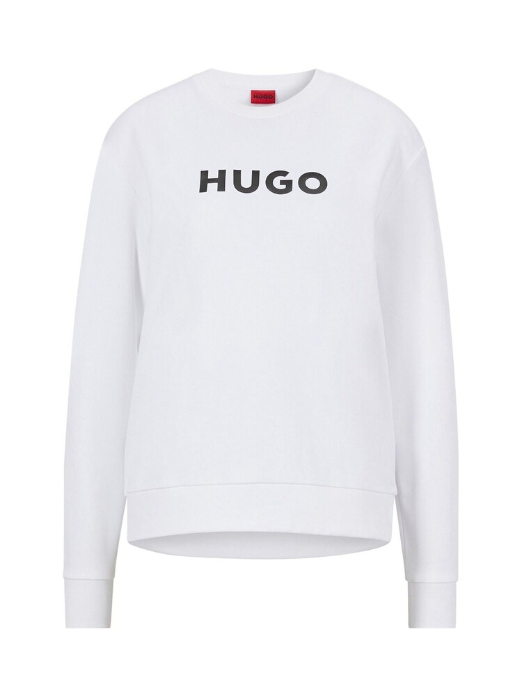 HUGO White Large Logo Crew Neck 100% Cotton Sweatshirt - Image 5 of 5