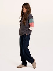 Brakeburn Blue Wilverley Colour Block Sleeve 1/4 Zip Sweatshirt - Image 3 of 6