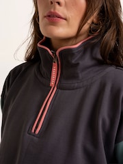 Brakeburn Blue Wilverley Colour Block Sleeve 1/4 Zip Sweatshirt - Image 4 of 6