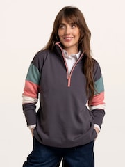 Brakeburn Blue Wilverley Colour Block Sleeve 1/4 Zip Sweatshirt - Image 5 of 6