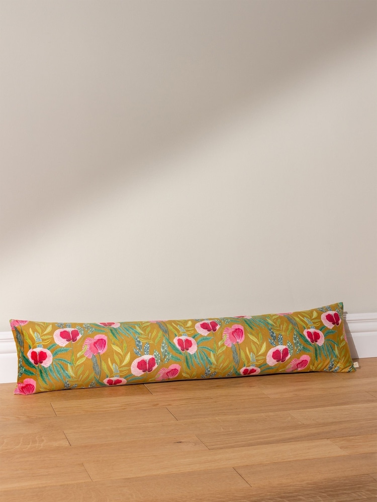 Wylder Yellow Poppy Velvet Draught Excluder Cushion - Image 1 of 2