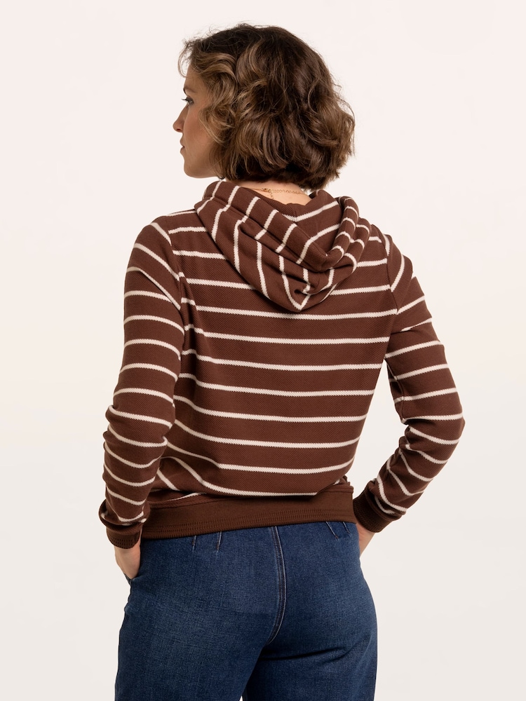 Brakeburn Brown Whitefield Texture Stripe Hoodie - Image 2 of 6 Brakeburn Brown Whitefield Texture Stripe Hoodie - Image 2 of 6