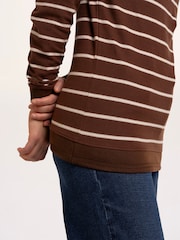 Brakeburn Brown Whitefield Texture Stripe Hoodie - Image 6 of 6