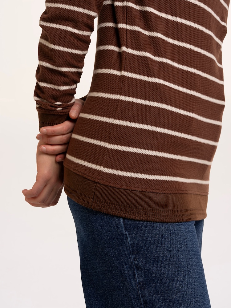 Brakeburn Brown Whitefield Texture Stripe Hoodie - Image 6 of 6 Brakeburn Brown Whitefield Texture Stripe Hoodie - Image 6 of 6