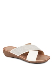 Pavers Embellished Cross Strap White Sandals - Image 4 of 6