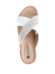Pavers Embellished Cross Strap White Sandals - Image 5 of 6