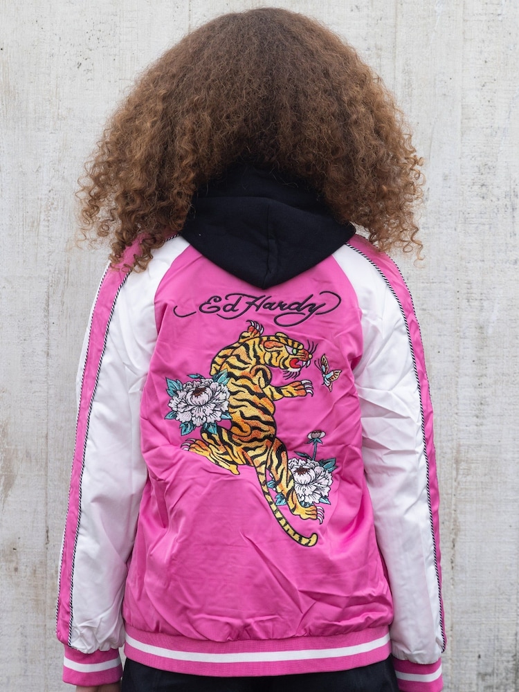 Hype X Ed Hardy Kids Pink Tiger Souvenir Jacket - Image 2 of 5