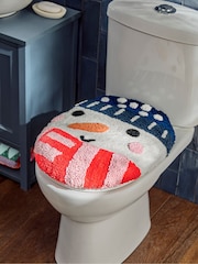 Multi Snowman Christmas 100% Cotton Toilet Seat Cover - Image 1 of 4