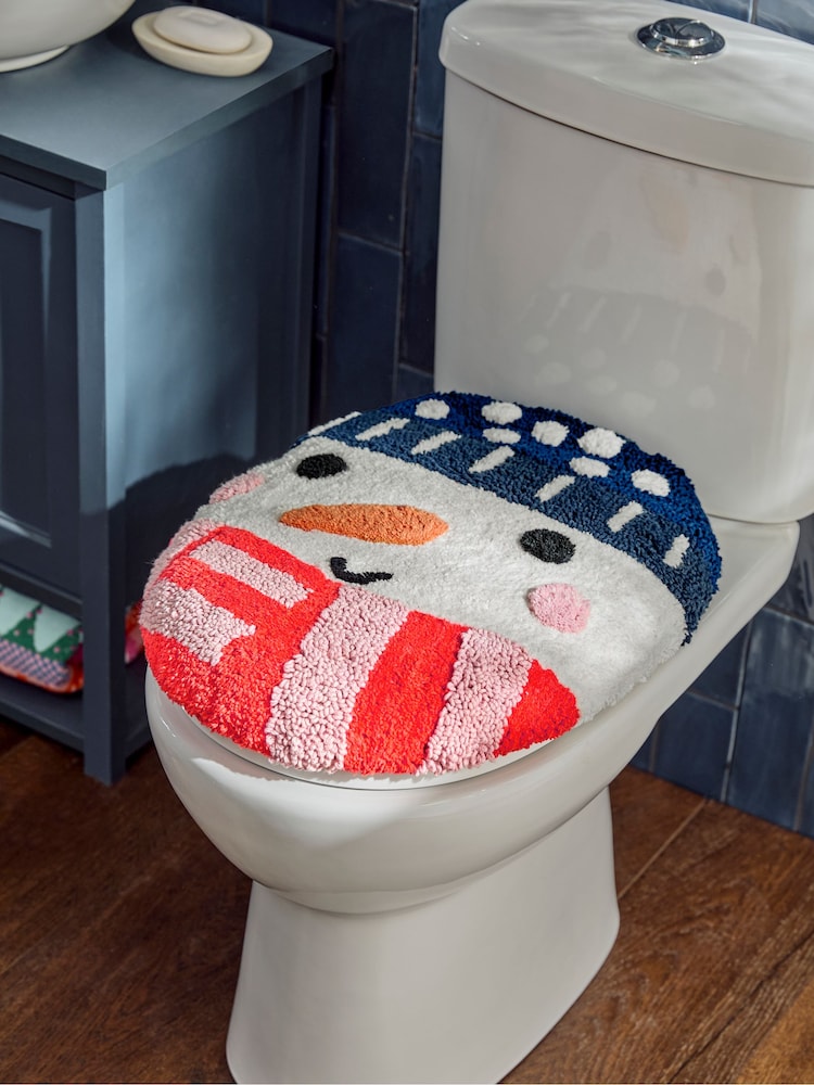 Multi Snowman Christmas 100% Cotton Toilet Seat Cover - Image 1 of 4