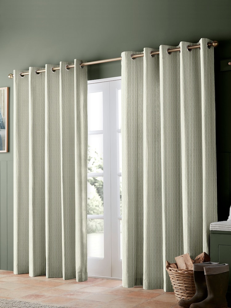 Emily Bond Sage Green Oscar Stripe Made to Measure Curtains - Image 2 of 9